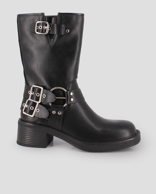 Imagem 0 de Botins de Cano Médio com Detalhe de Fivelas