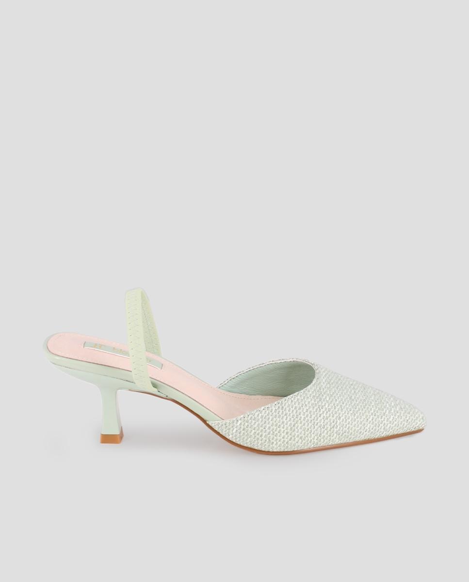 Imagem 0 de Sapatos de Salto com Calcanhar Aberto e Biqueira Afiada