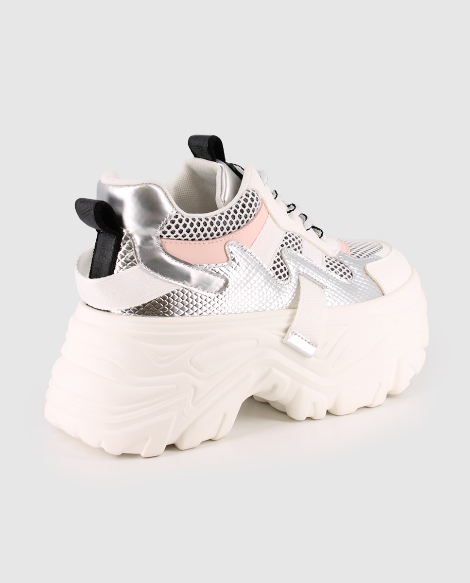 Sapatilhas Altas com Plataforma Esculpida e Atacadores Branco / Acrílico-3