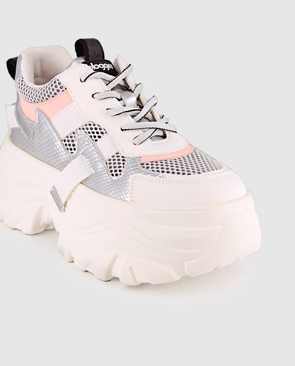 Sapatilhas Altas com Plataforma Esculpida e Atacadores Branco / Acrílico-5