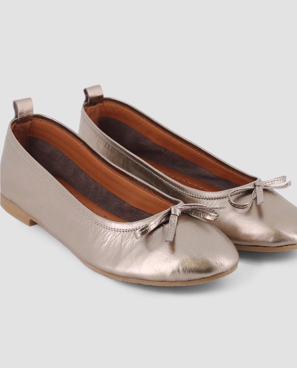 Bailarinas Lisas com Laço Decorativo Ouro-4