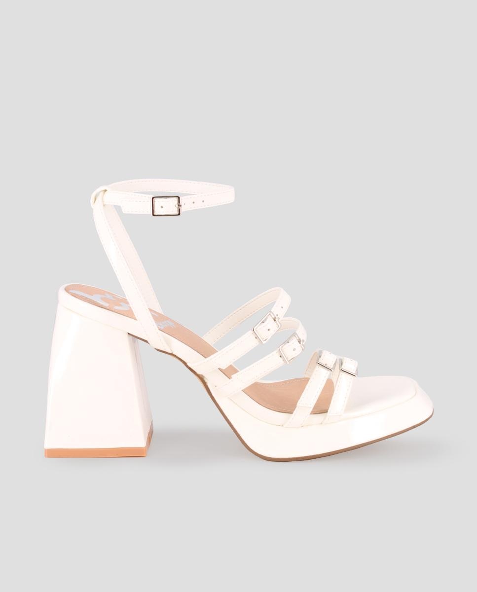 Imagem 0 de Sandálias de Salto com Tiras e Fivelas Metálicas