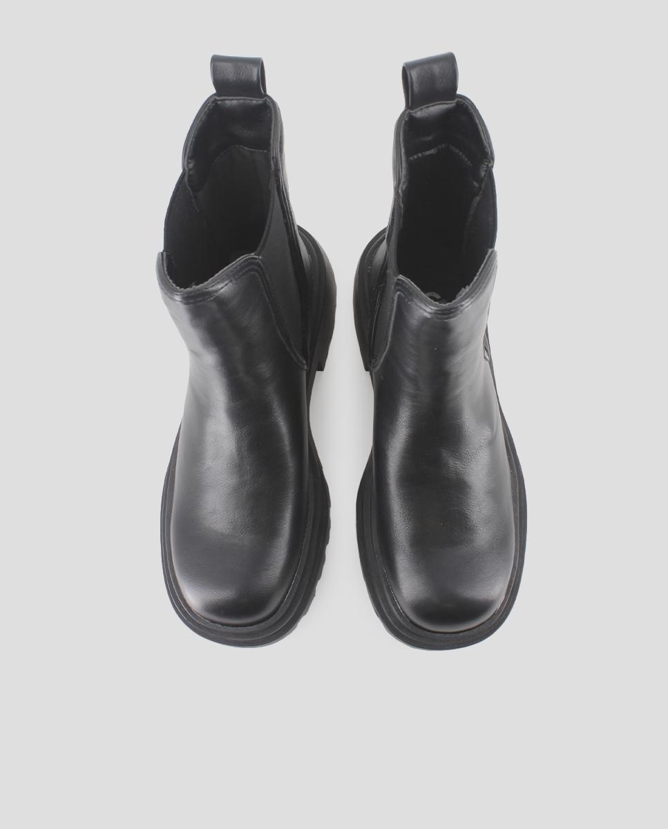 Botins com Elásticos e Tacão Largo Preto-5