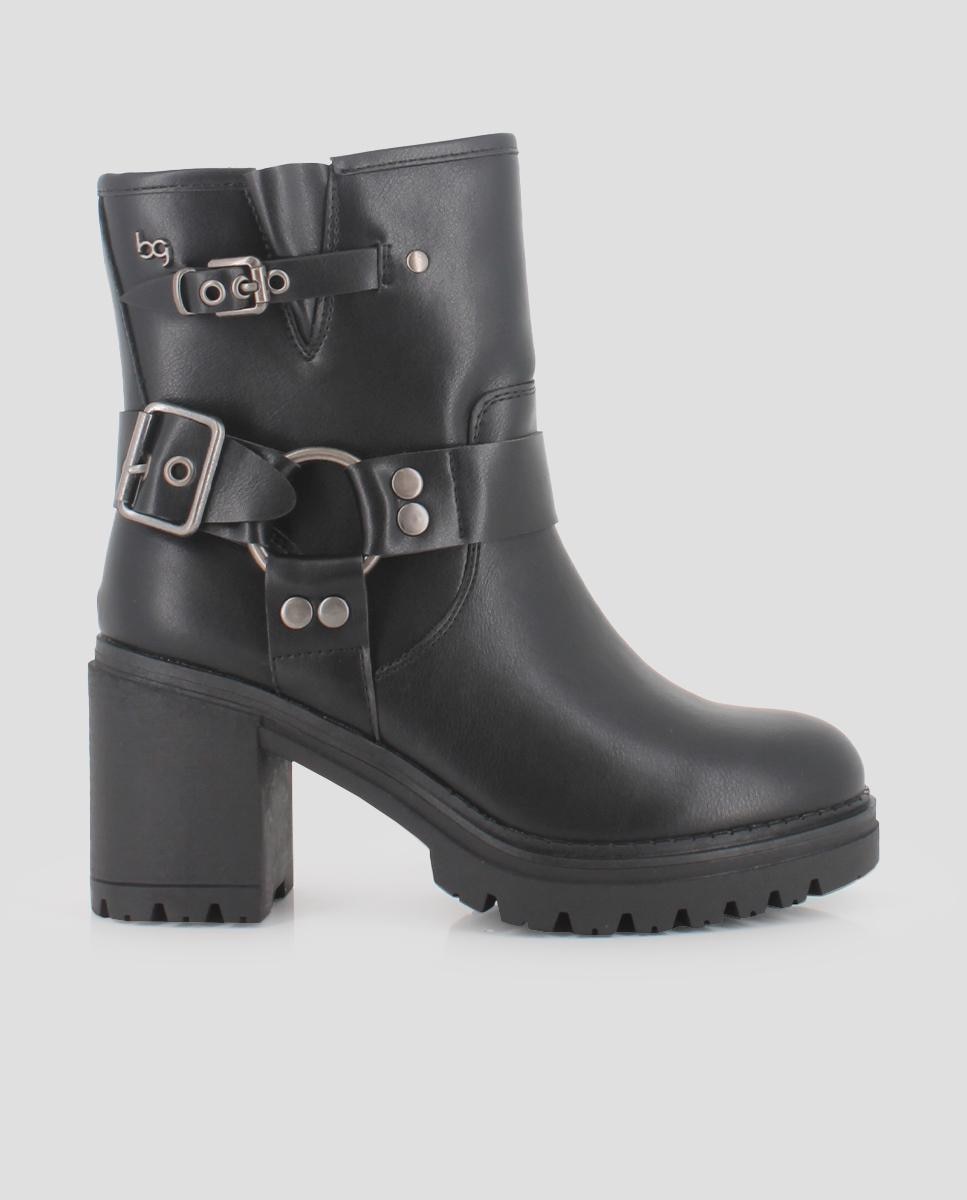 Imagem 0 de Botins com Salto Largo e Detalhe de Fivelas