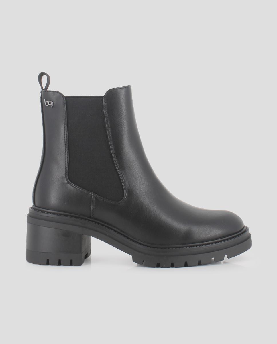 Botins Tipo Chelsea com Salto Largo Preto-1