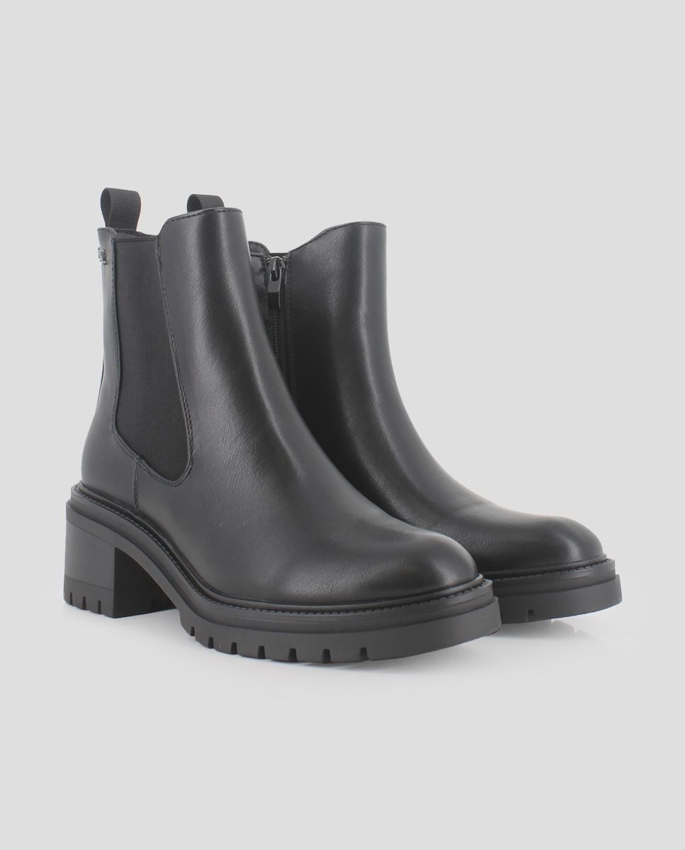Botins Tipo Chelsea com Salto Largo Preto-2