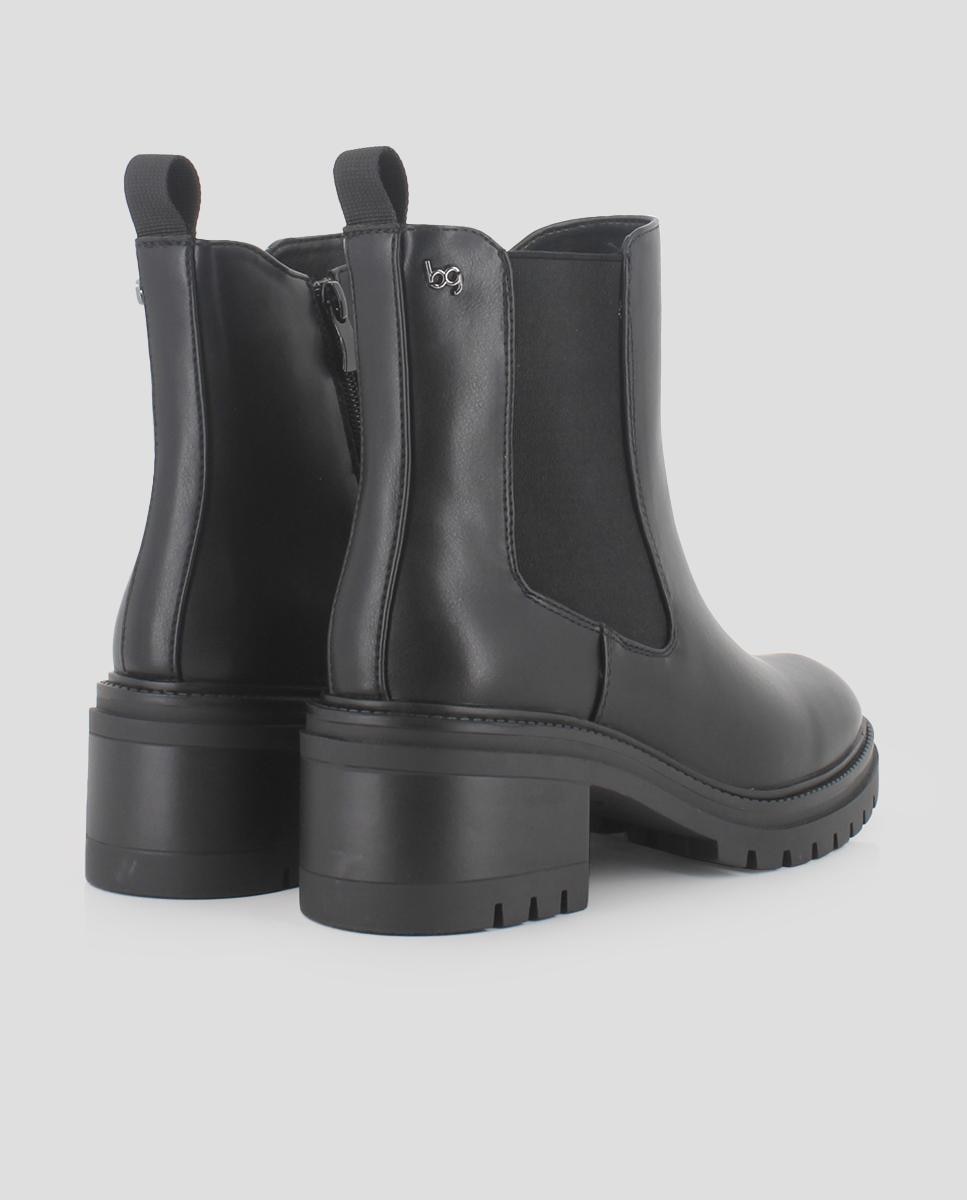 Botins Tipo Chelsea com Salto Largo Preto-3
