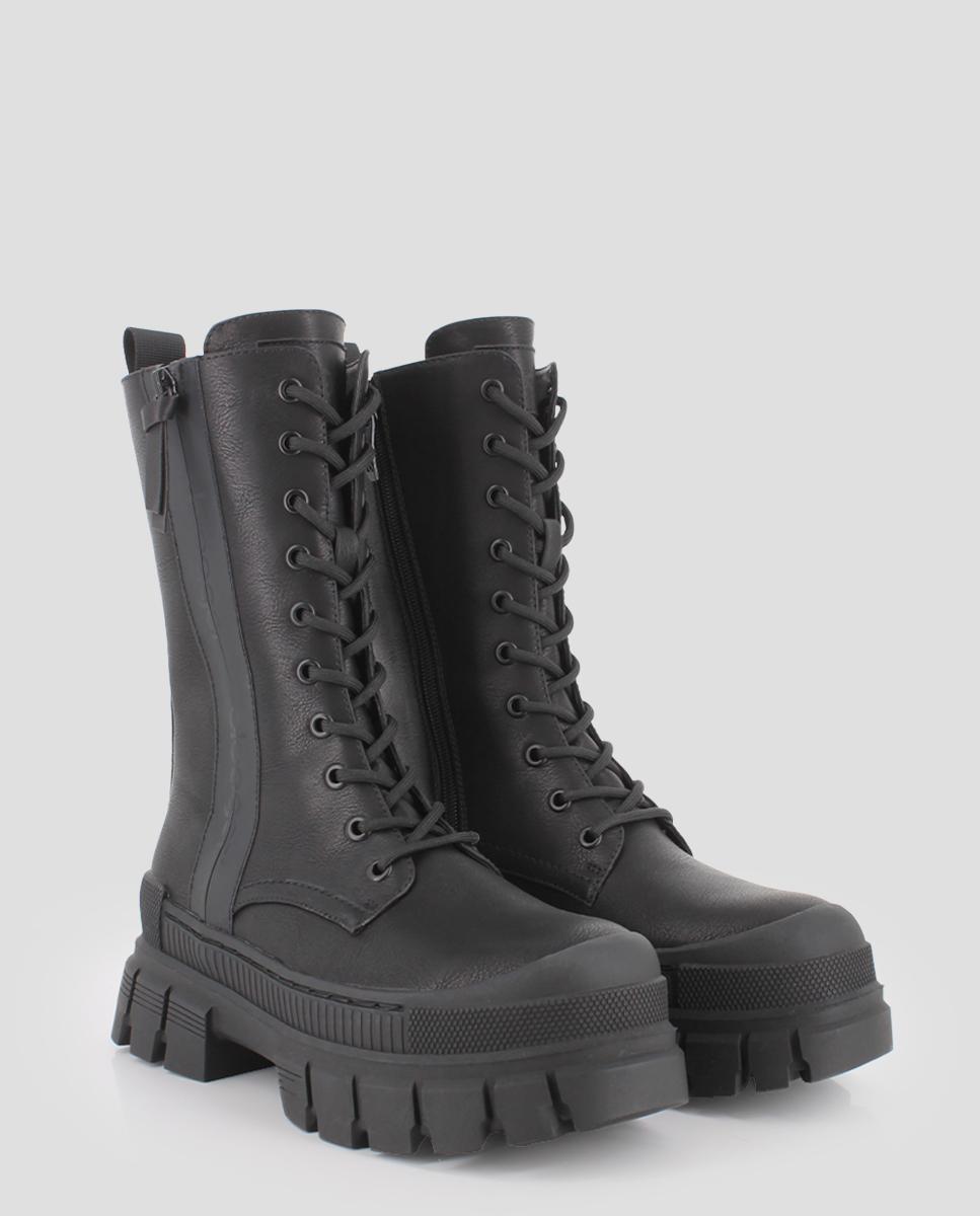 Botas de Cano Médio com Atacadores Preto-2