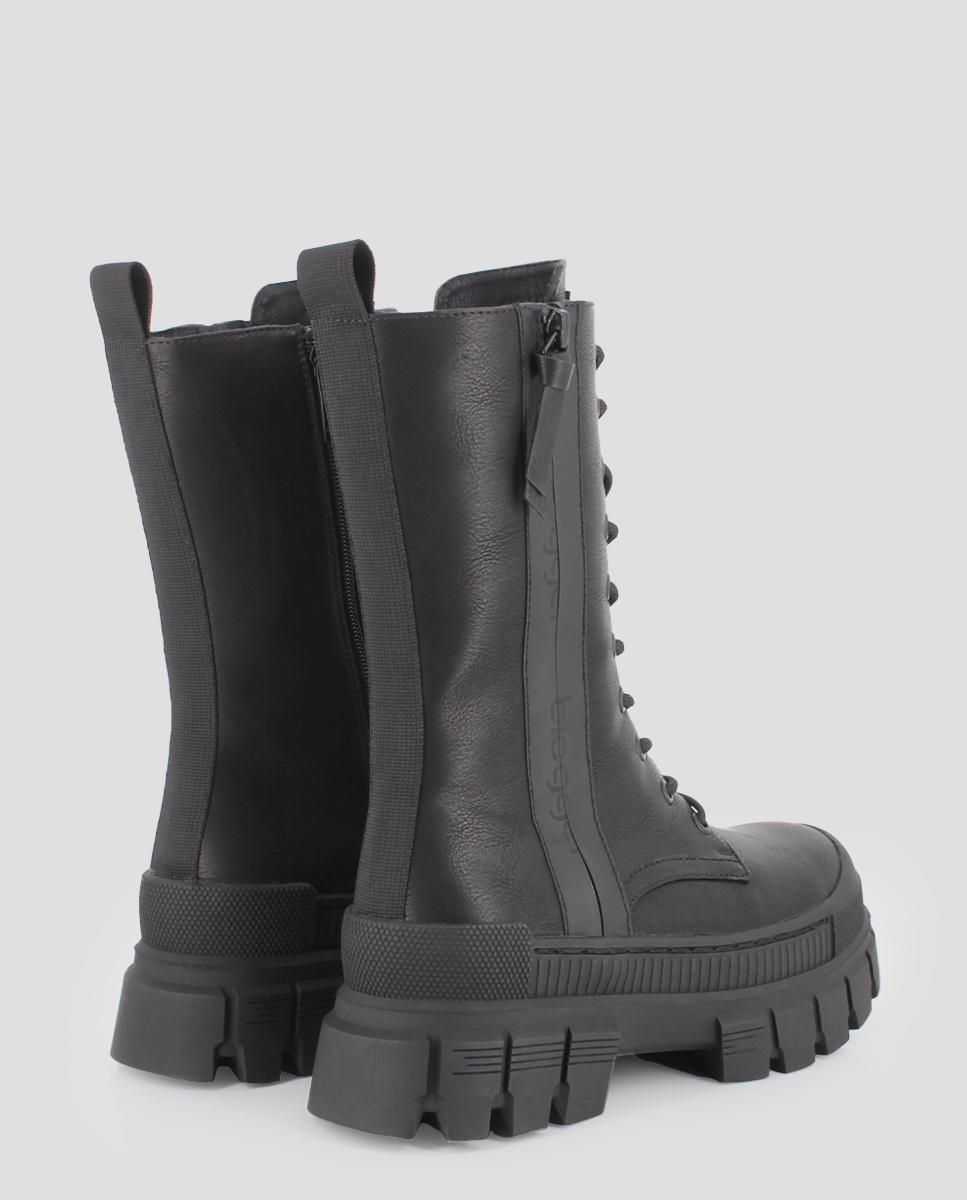 Botas de Cano Médio com Atacadores Preto-3