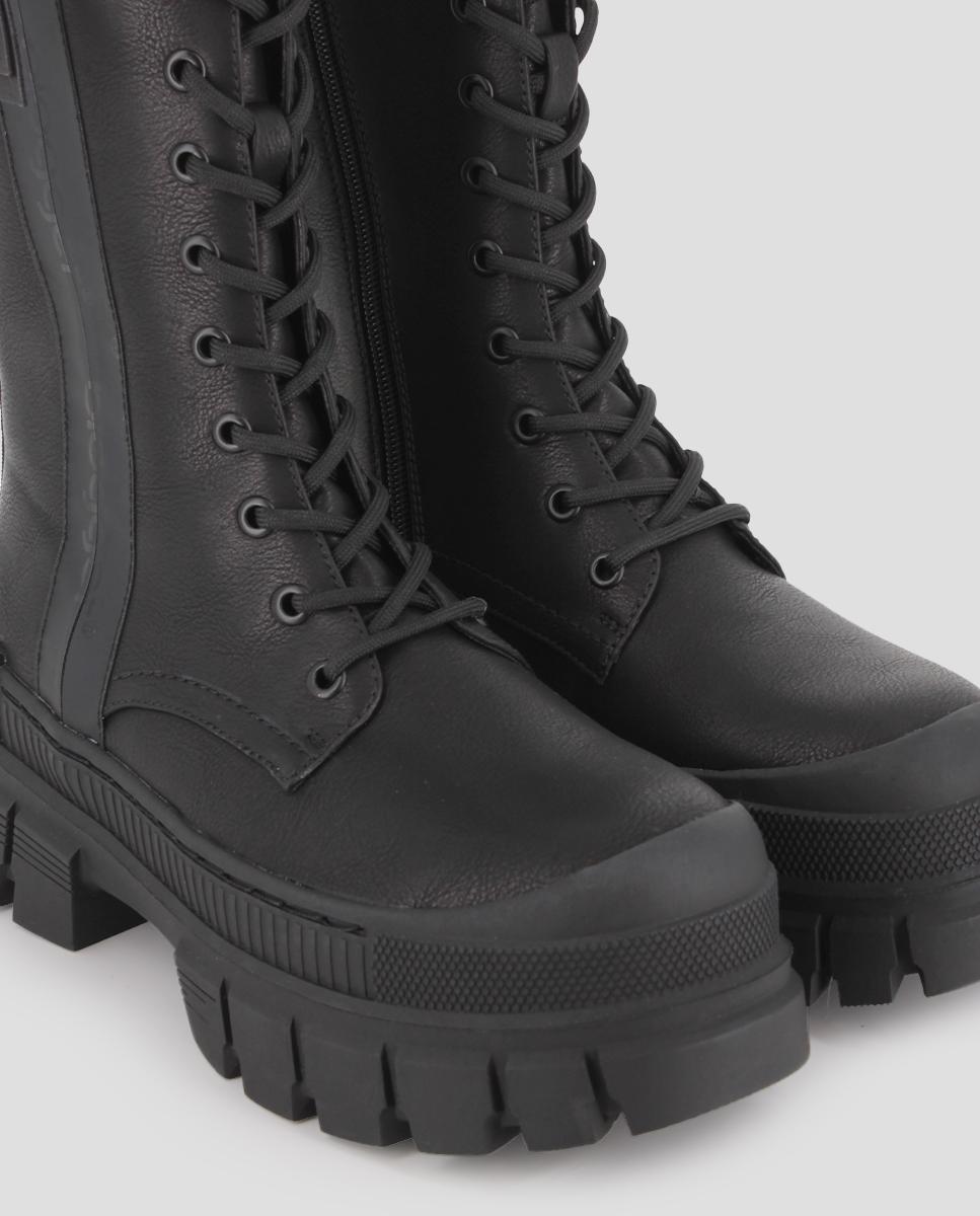 Botas de Cano Médio com Atacadores Preto-4