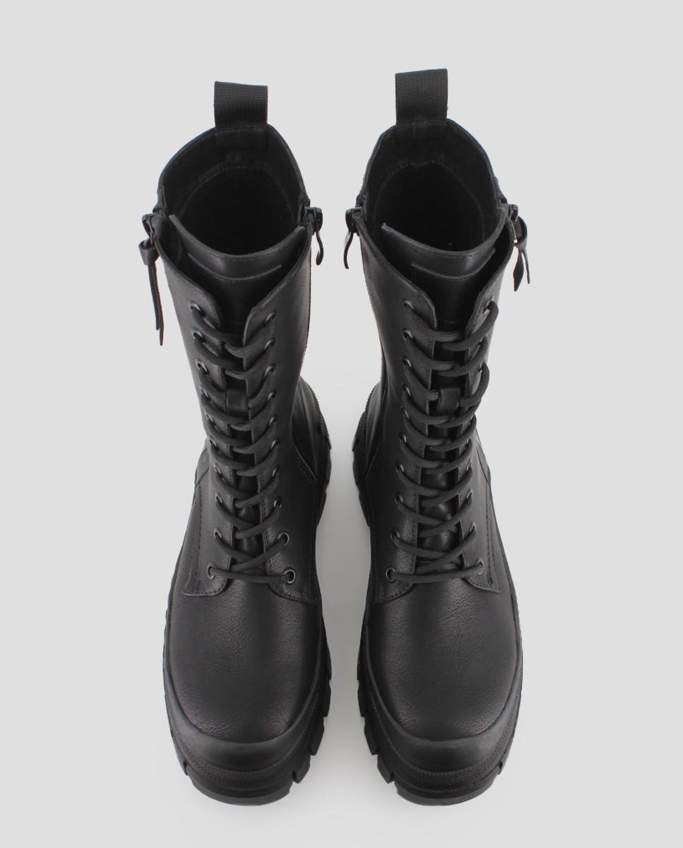 Botas de Cano Médio com Atacadores Preto-5