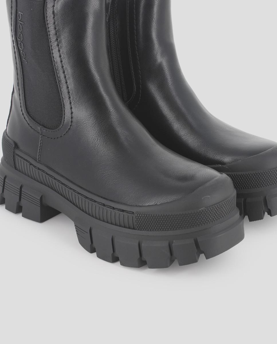 Botins com Elástico e Fecho Zip Preto-4