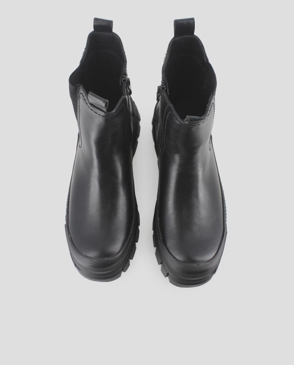 Botins com Elástico e Fecho Zip Preto-5