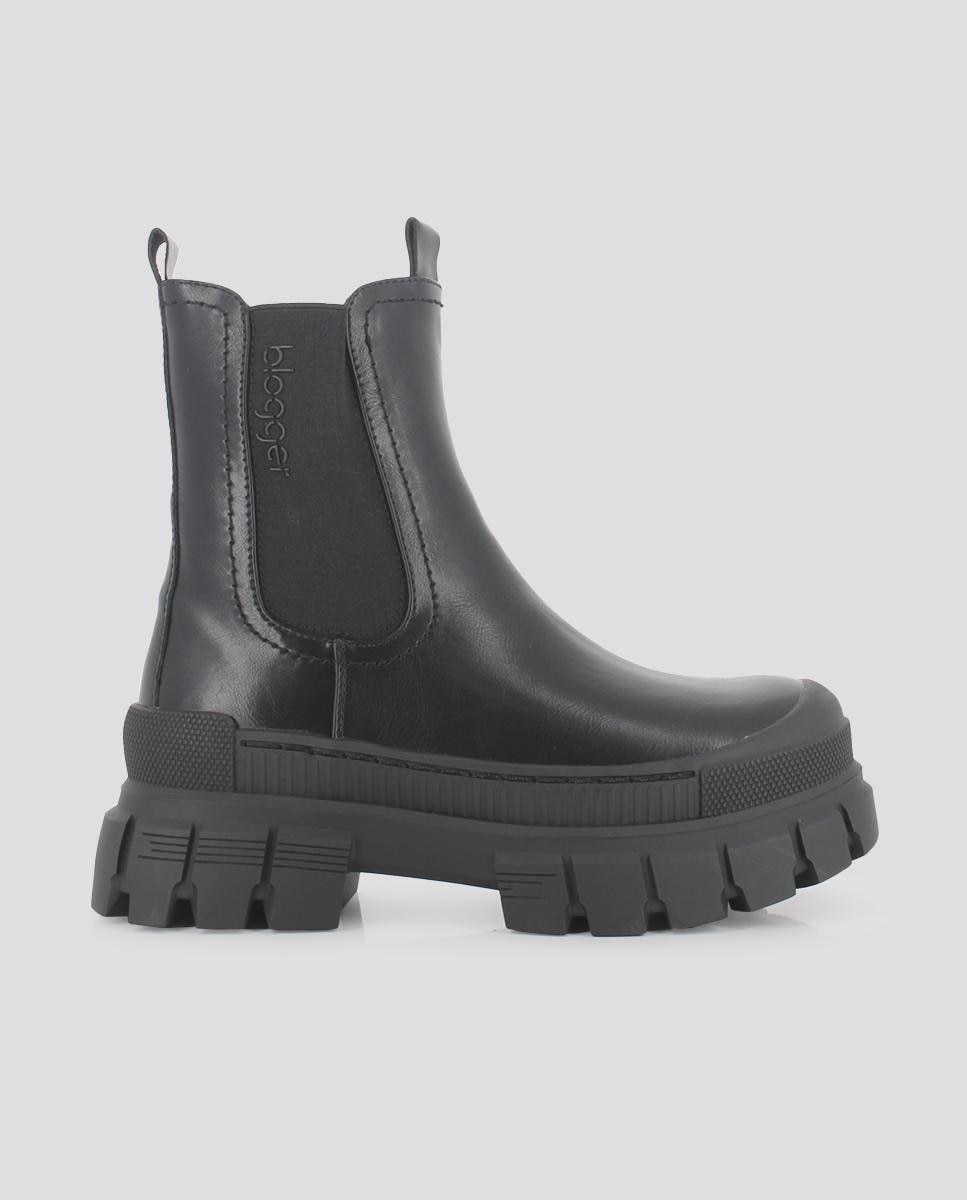 Botins com Elástico e Fecho Zip Preto-1