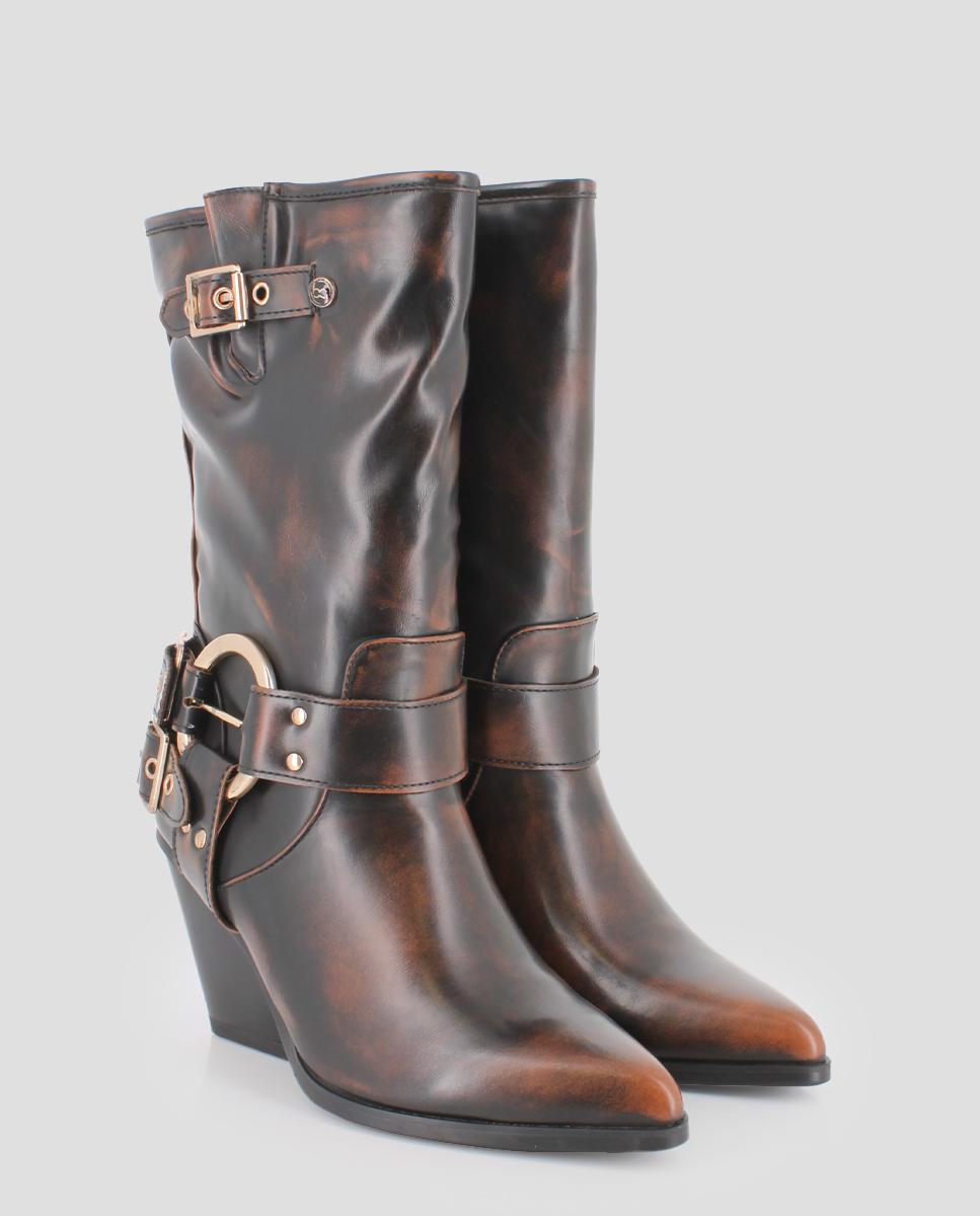 Botas de Cano Médio em Castanho-escuro Castanho-escuro-2