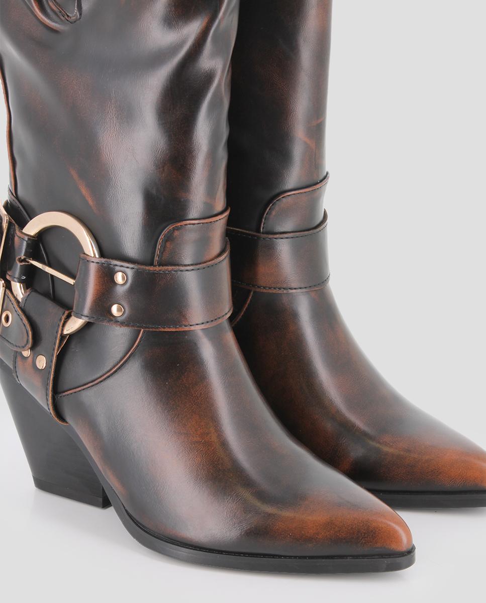 Botas de Cano Médio em Castanho-escuro Castanho-escuro-4