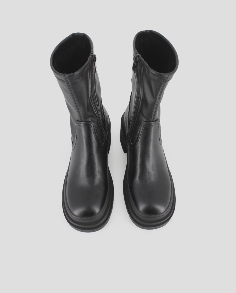 Botins com Salto Largo e Biqueira Redonda Preto-5