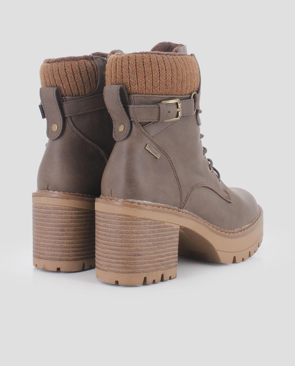 Botins Estilo Militar com Detalhe de Tiras Castanho-2