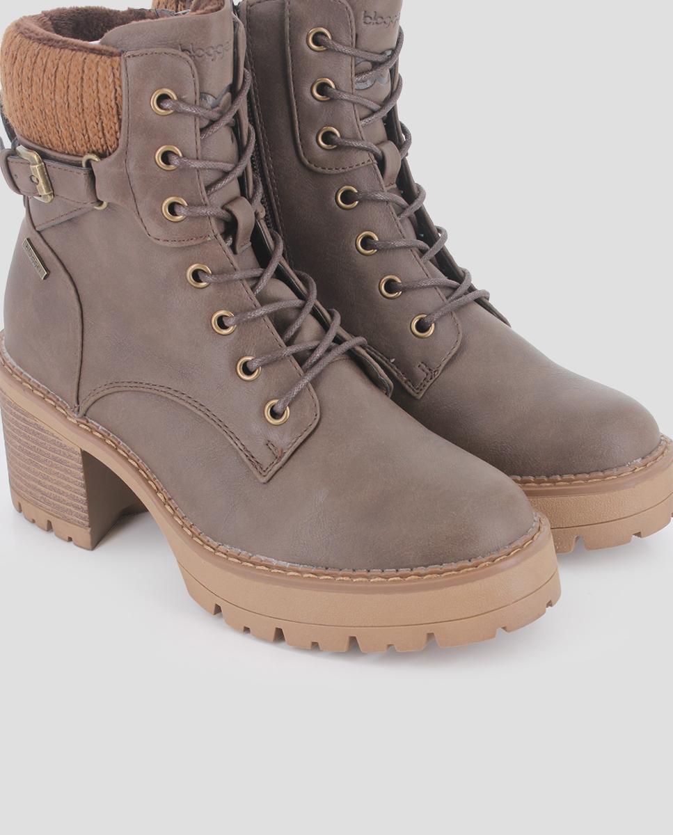 Botins Estilo Militar com Detalhe de Tiras Castanho-3