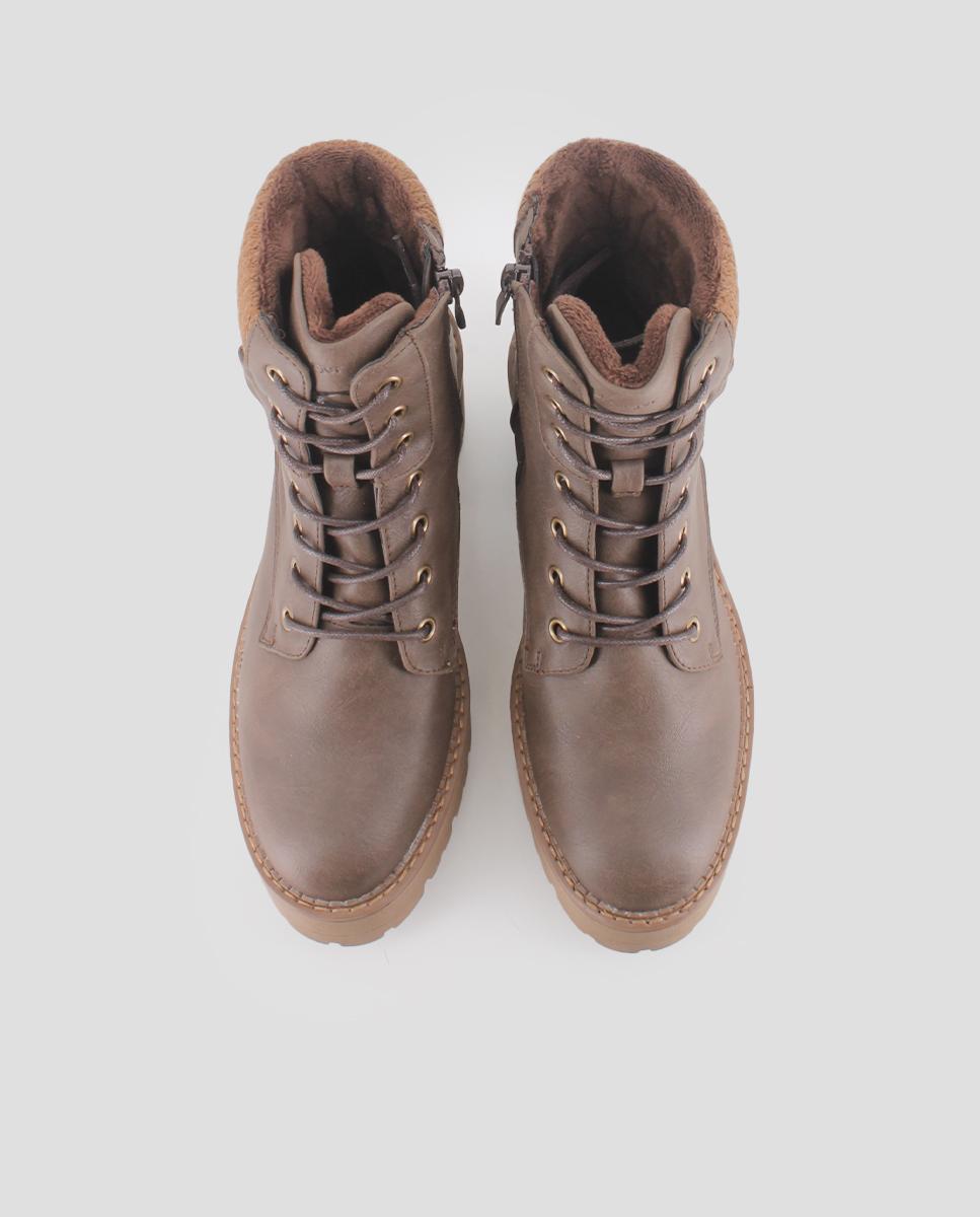 Botins Estilo Militar com Detalhe de Tiras Castanho-4