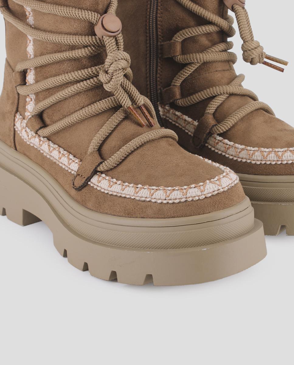 Botins Estilo Esquimal com Fecho de Cordões Castanho-4