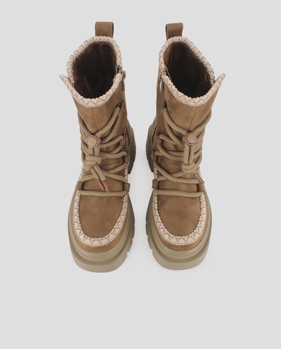 Botins Estilo Esquimal com Fecho de Cordões Castanho-5
