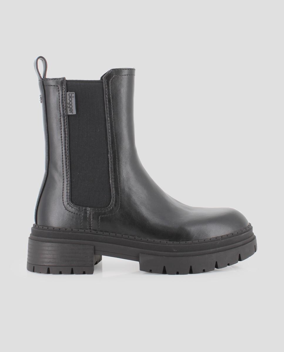 Botins com Elástico Duplo em Preto Preto-1