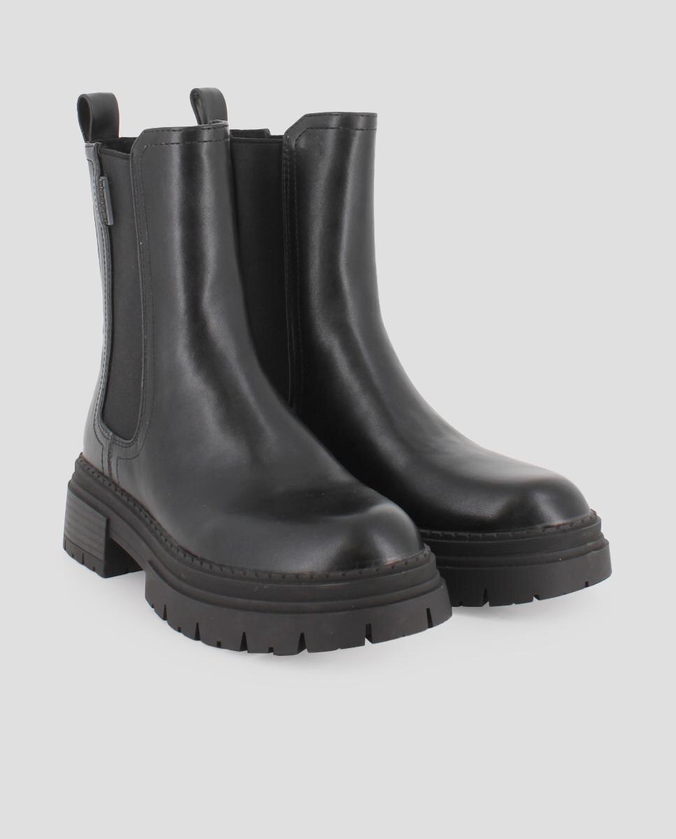 Botins com Elástico Duplo em Preto Preto-2