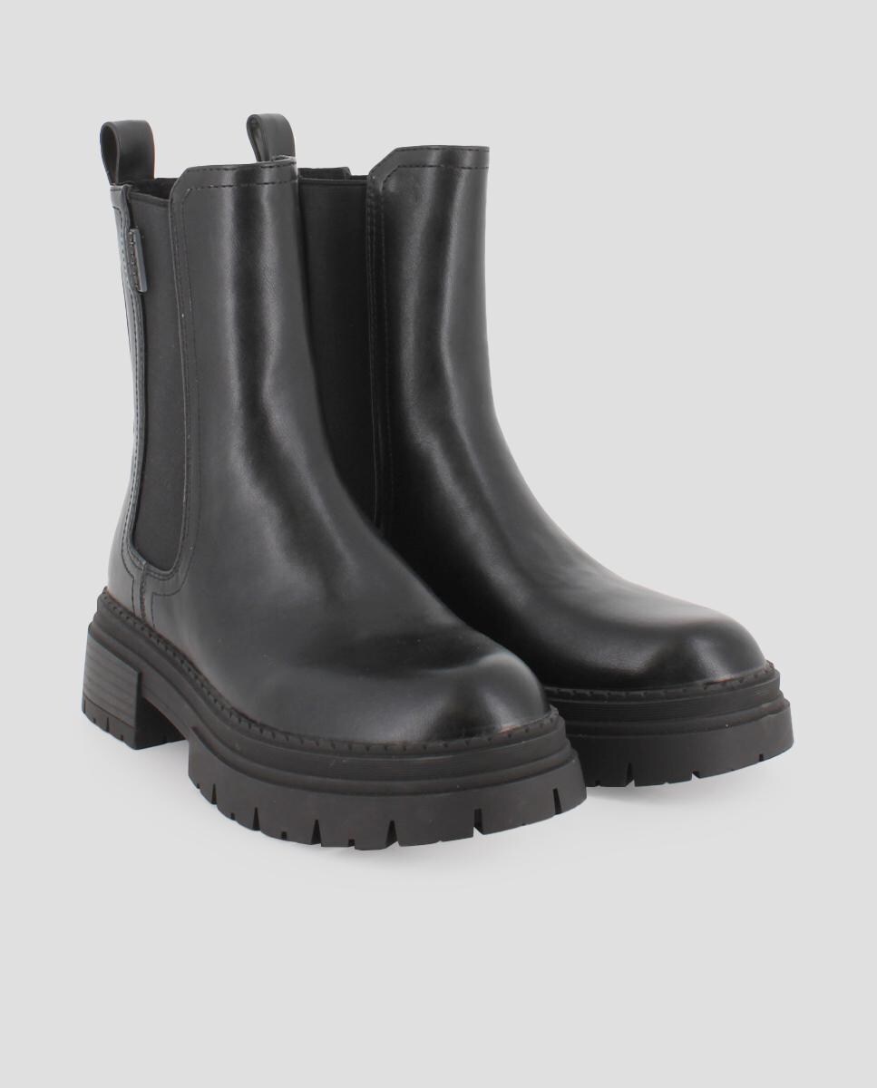 Botins com Elástico Duplo em Preto Preto-2