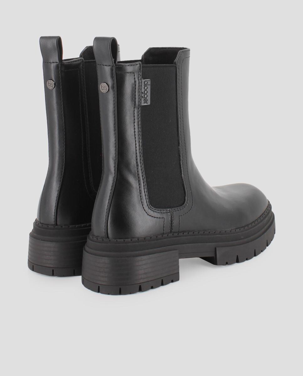 Botins com Elástico Duplo em Preto Preto-3