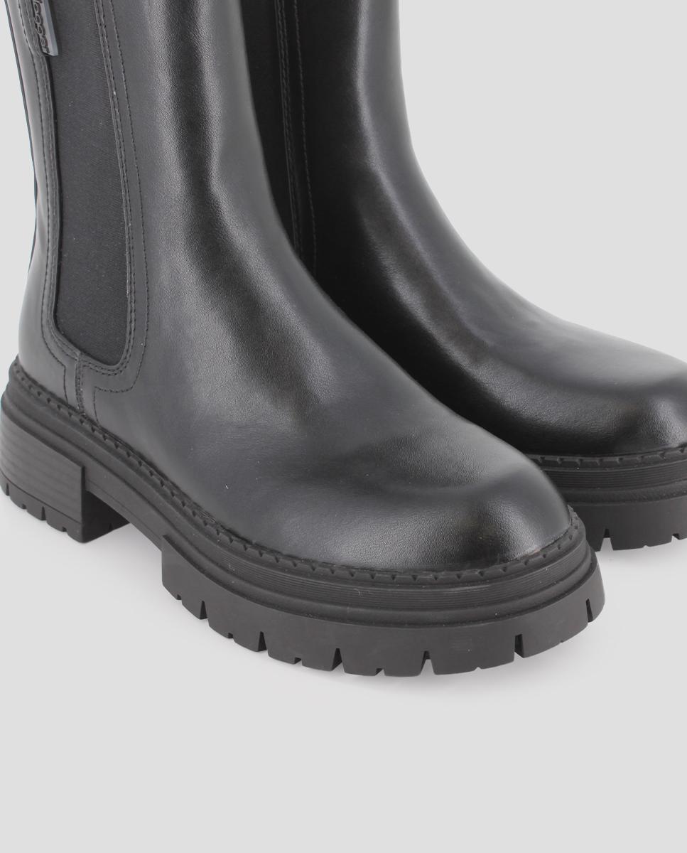 Botins com Elástico Duplo em Preto Preto-4