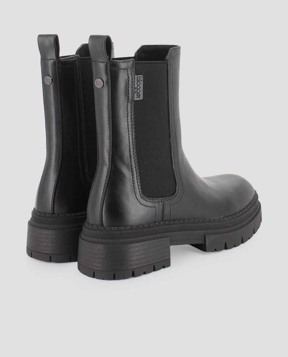 Botins com Elástico Duplo em Preto Preto-3