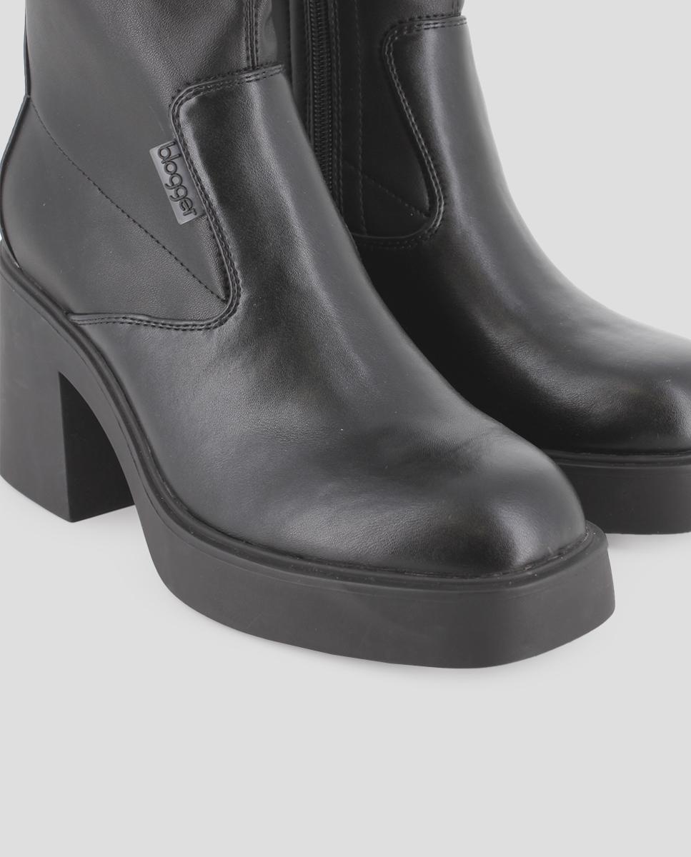 Botins de Salto Largo em Preto Preto-4