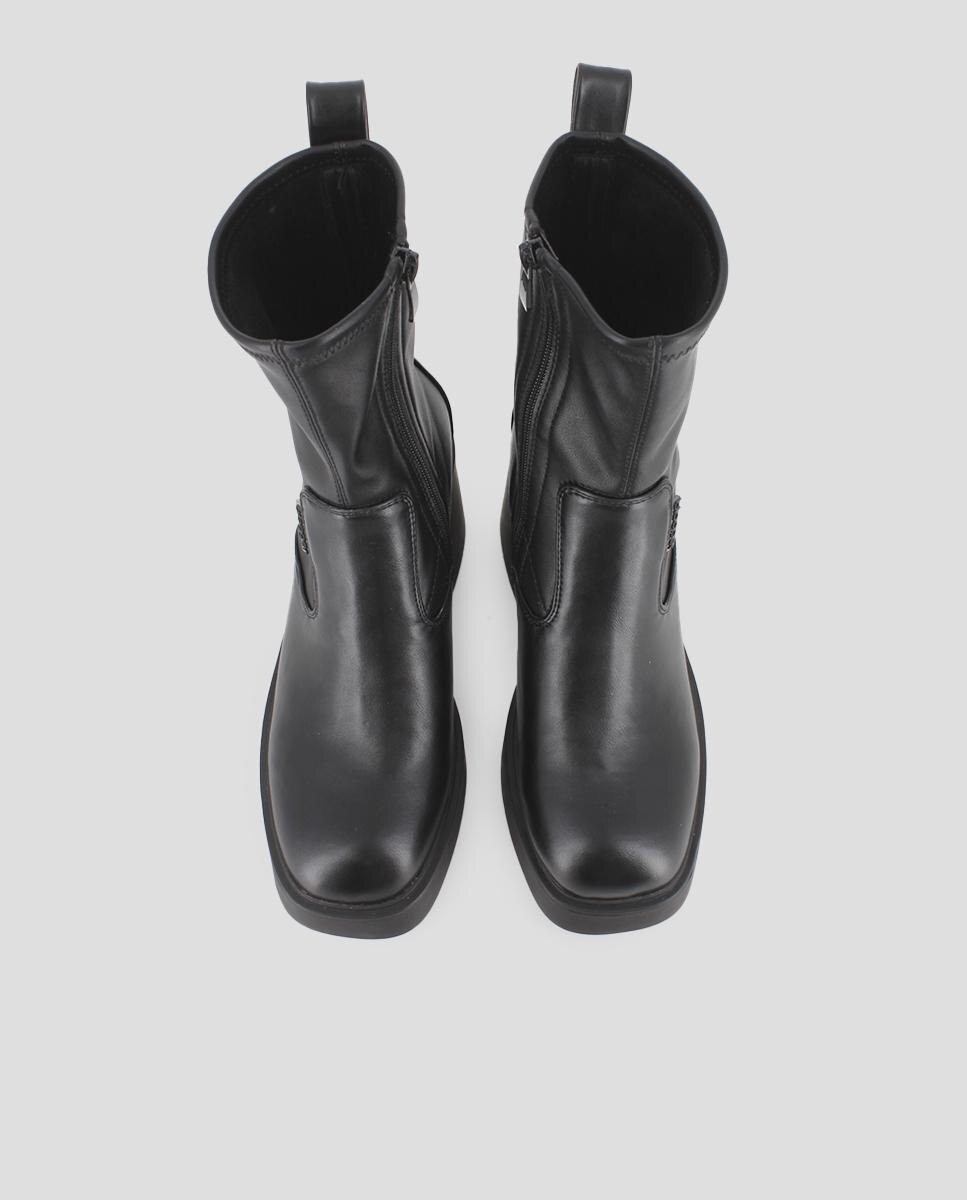 Botins de Salto Largo em Preto Preto-5