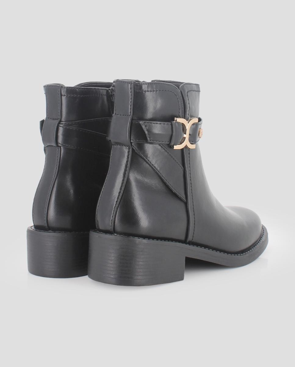 Botins com Biqueira Redonda e Metal Decorativo Preto-3