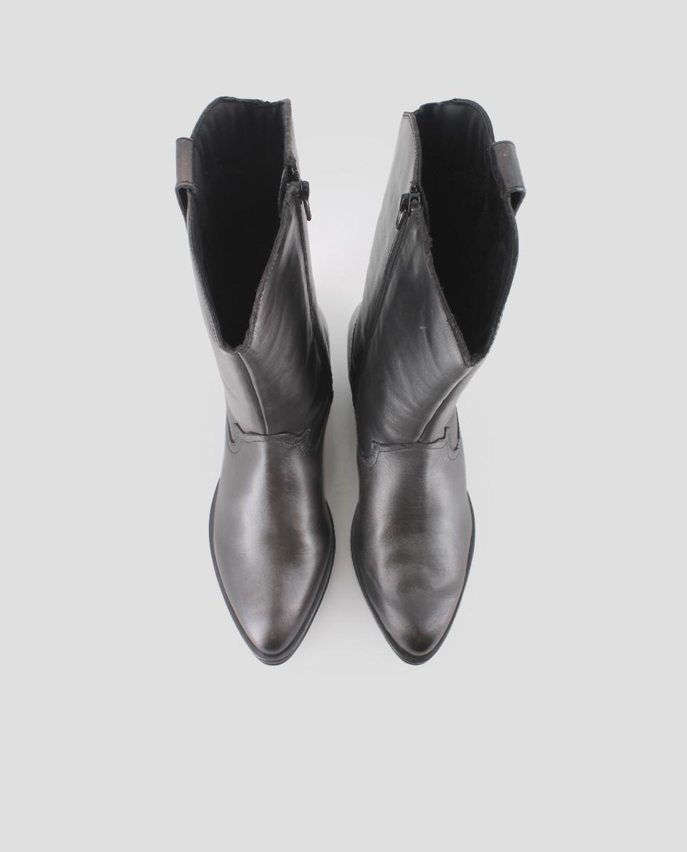 Botas Estilo Campero de Pele Cinzento-5