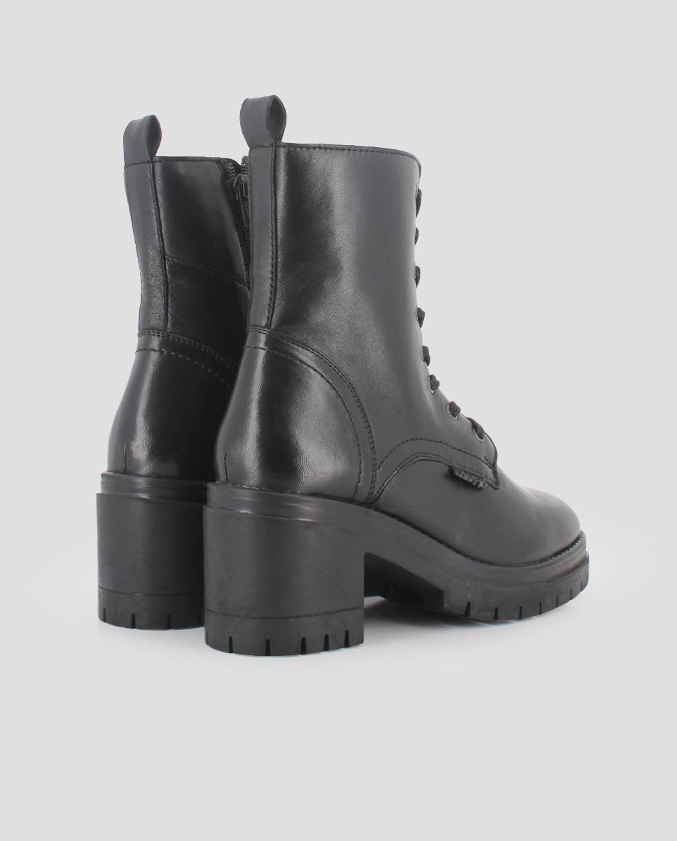 Botins de Pele Estilo Militar Preto-3
