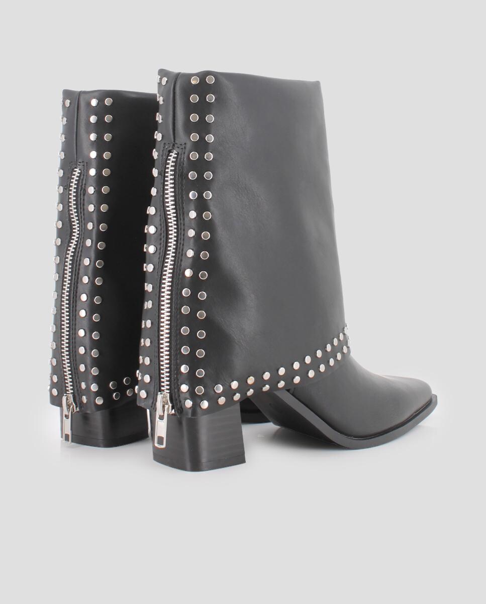 Botins com Tachas em Preto Preto-3