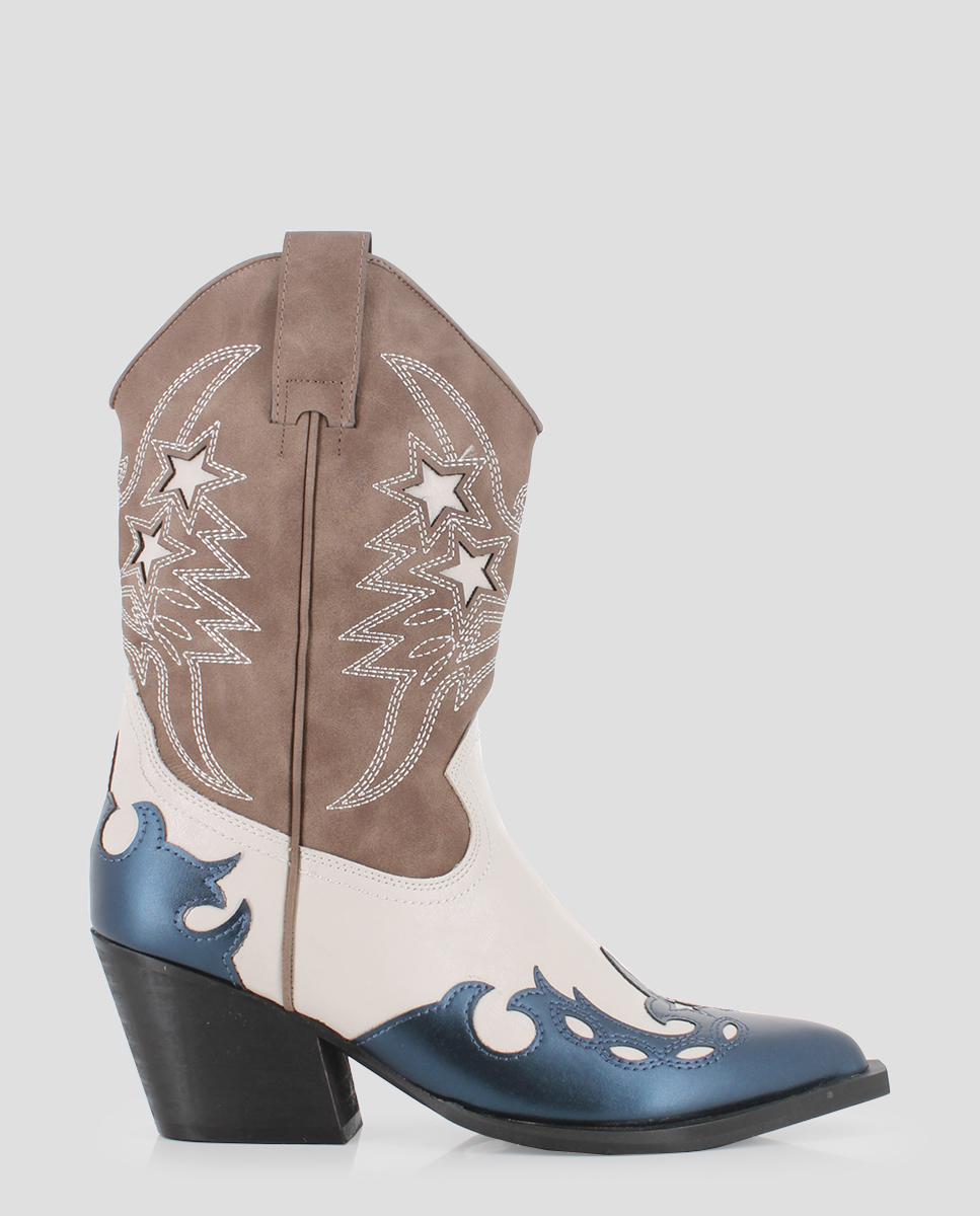 Botas Camperas com Detalhes Bordados Castanho-1