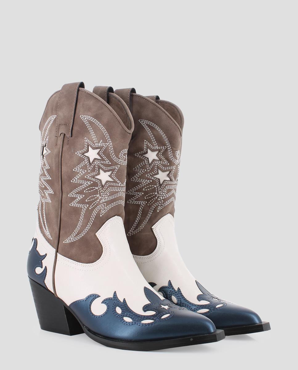 Botas Camperas com Detalhes Bordados Castanho-2