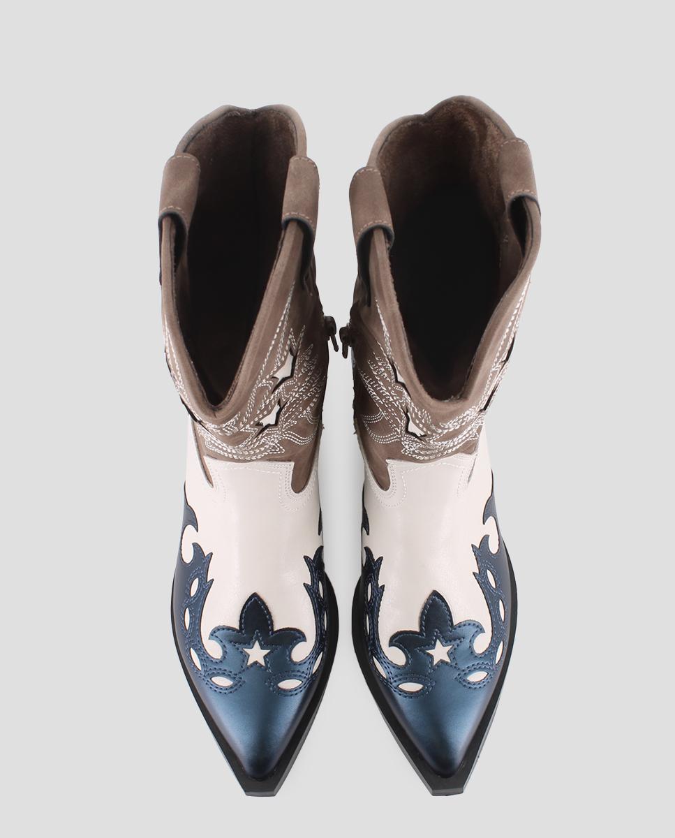 Botas Camperas com Detalhes Bordados Castanho-5