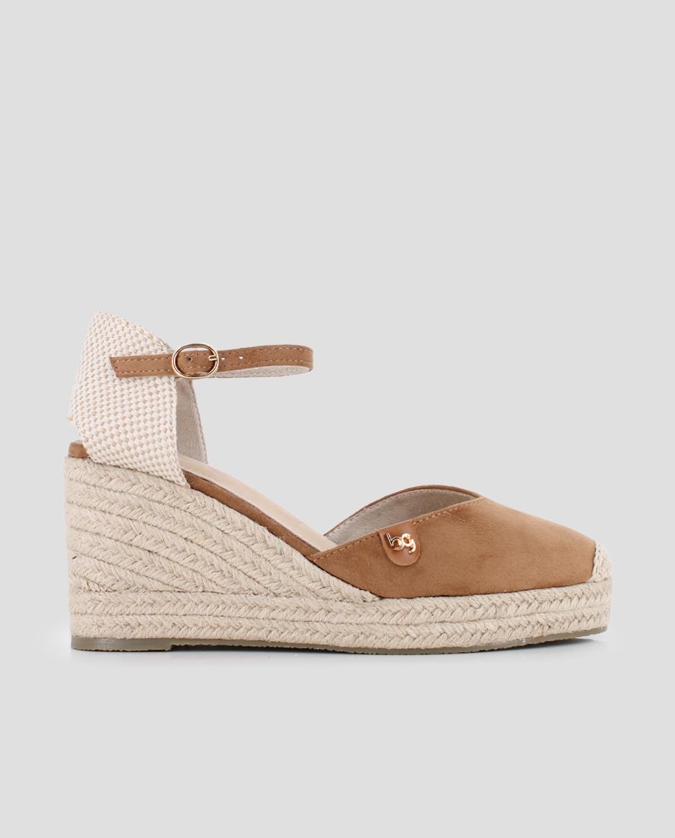 Alpercatas de Cunha com Fecho de Fivela e Biqueira Redonda Camel-1