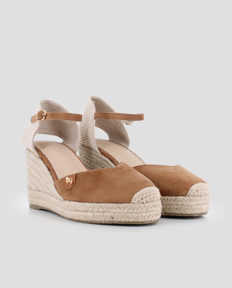 Alpercatas de Cunha com Fecho de Fivela e Biqueira Redonda Camel-2