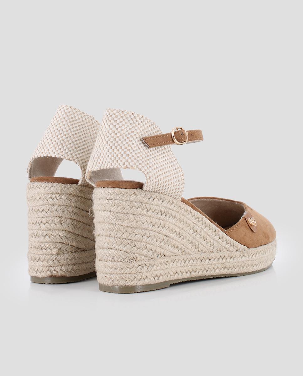 Alpercatas de Cunha com Fecho de Fivela e Biqueira Redonda Camel-3