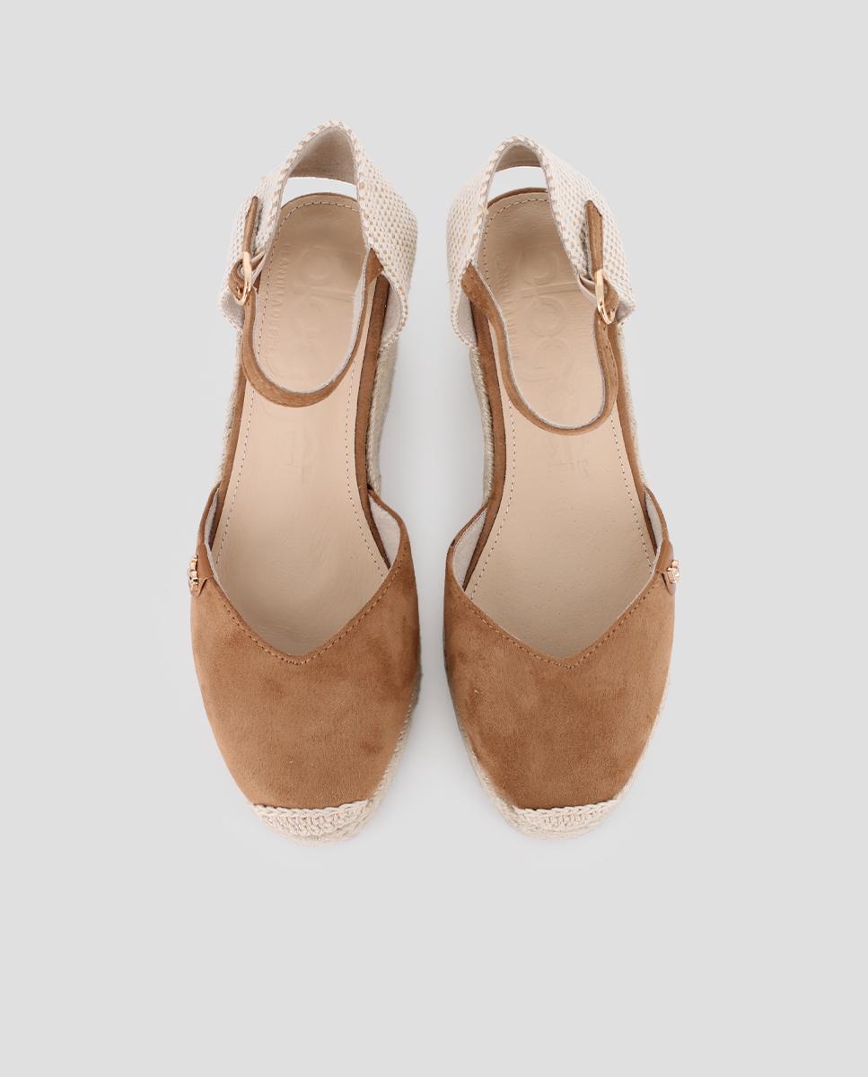 Alpercatas de Cunha com Fecho de Fivela e Biqueira Redonda Camel-5