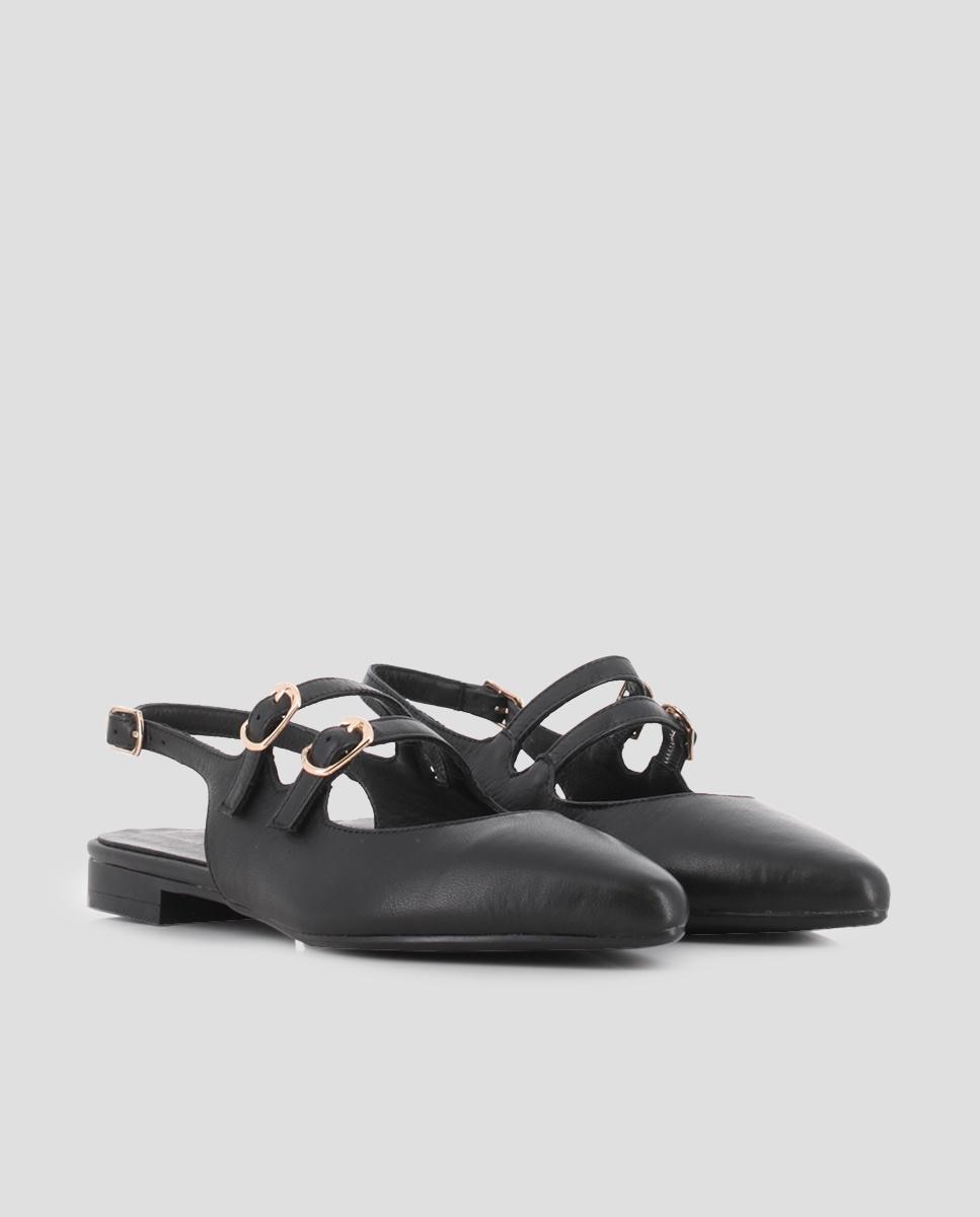 Sabrinas de Pele com o Calcanhar Aberto Preto-2