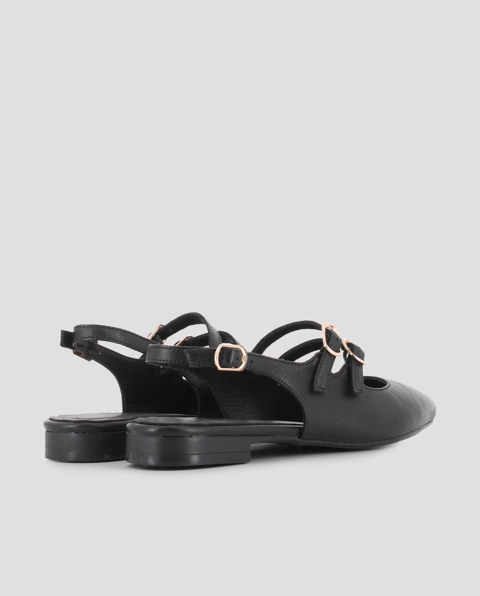 Sabrinas de Pele com o Calcanhar Aberto Preto-3