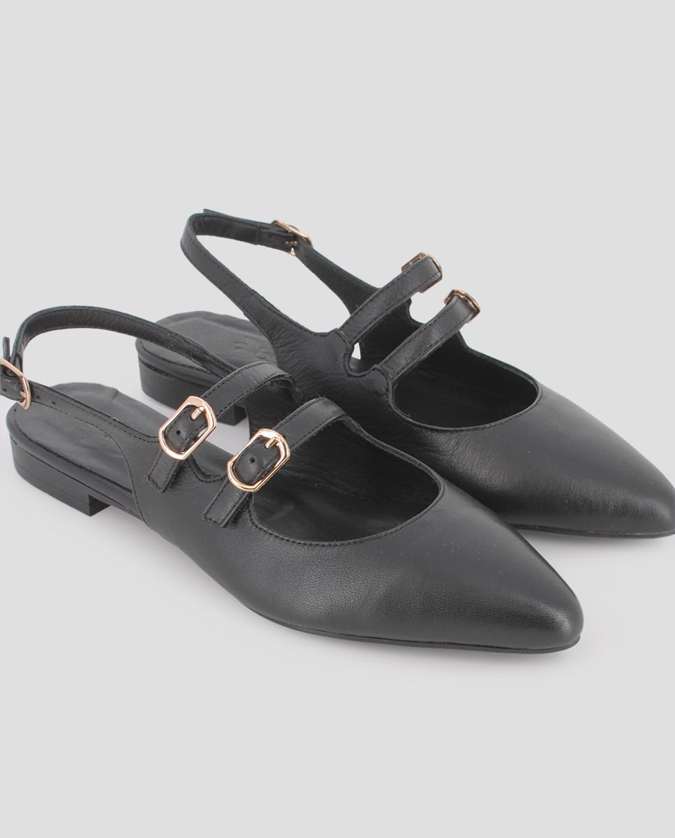 Sabrinas de Pele com o Calcanhar Aberto Preto-4