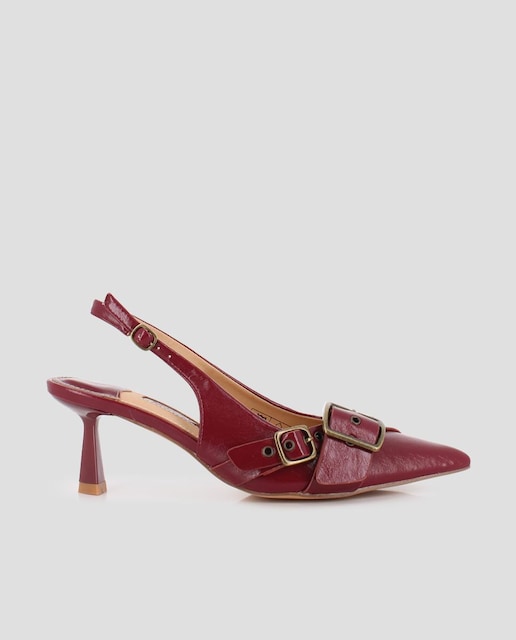 Imagem 0 de Sapatos de Salto com o Calcanhar Aberto e Fivelas