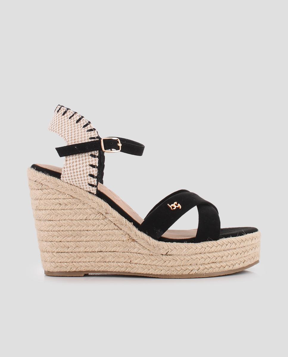 Imagem 0 de Sandálias de Cunha Forradas em Esparto com Tiras Cruzadas